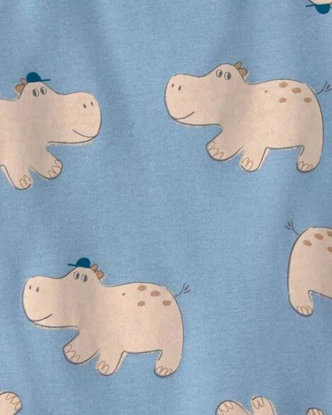 Carter's Salopeta scurta cu imprimeu Blue Hippo foto