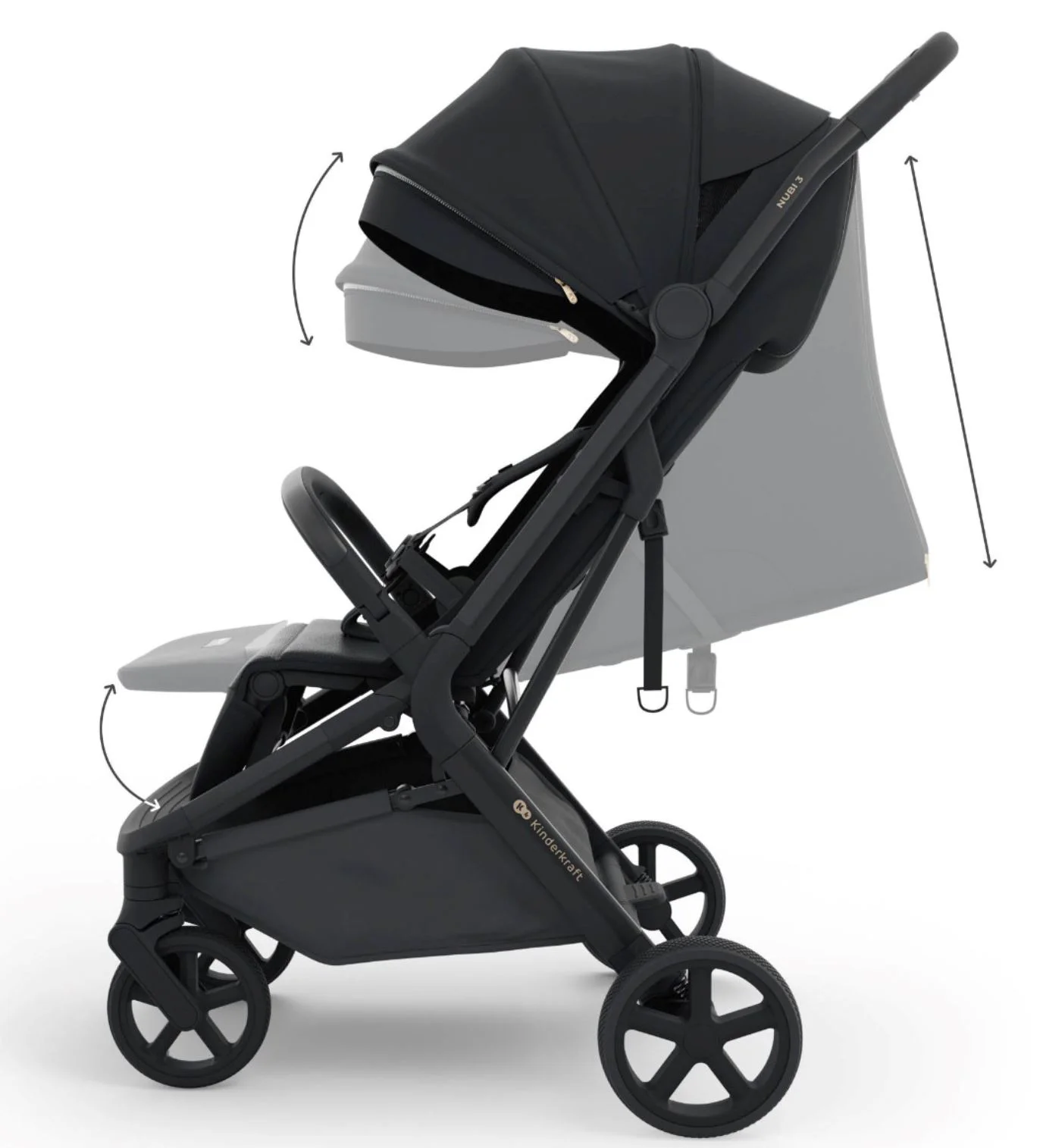 Прогулочная коляска Kinderkraft Nubi 3 Миднайт Чёрный foto