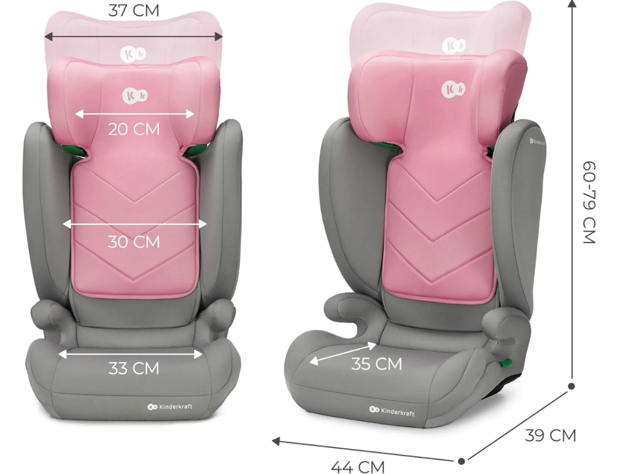 Scaun auto pentru copii Kinderkraft I-Spark i-Size Roz foto