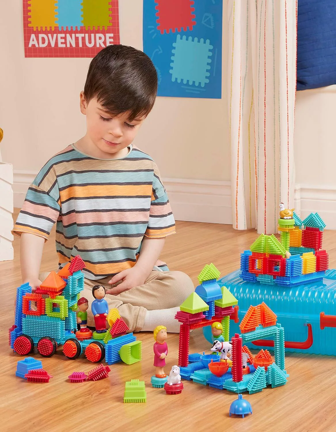 Set de constructie Battat Bristle Blocks in cutie, 113 buc. foto