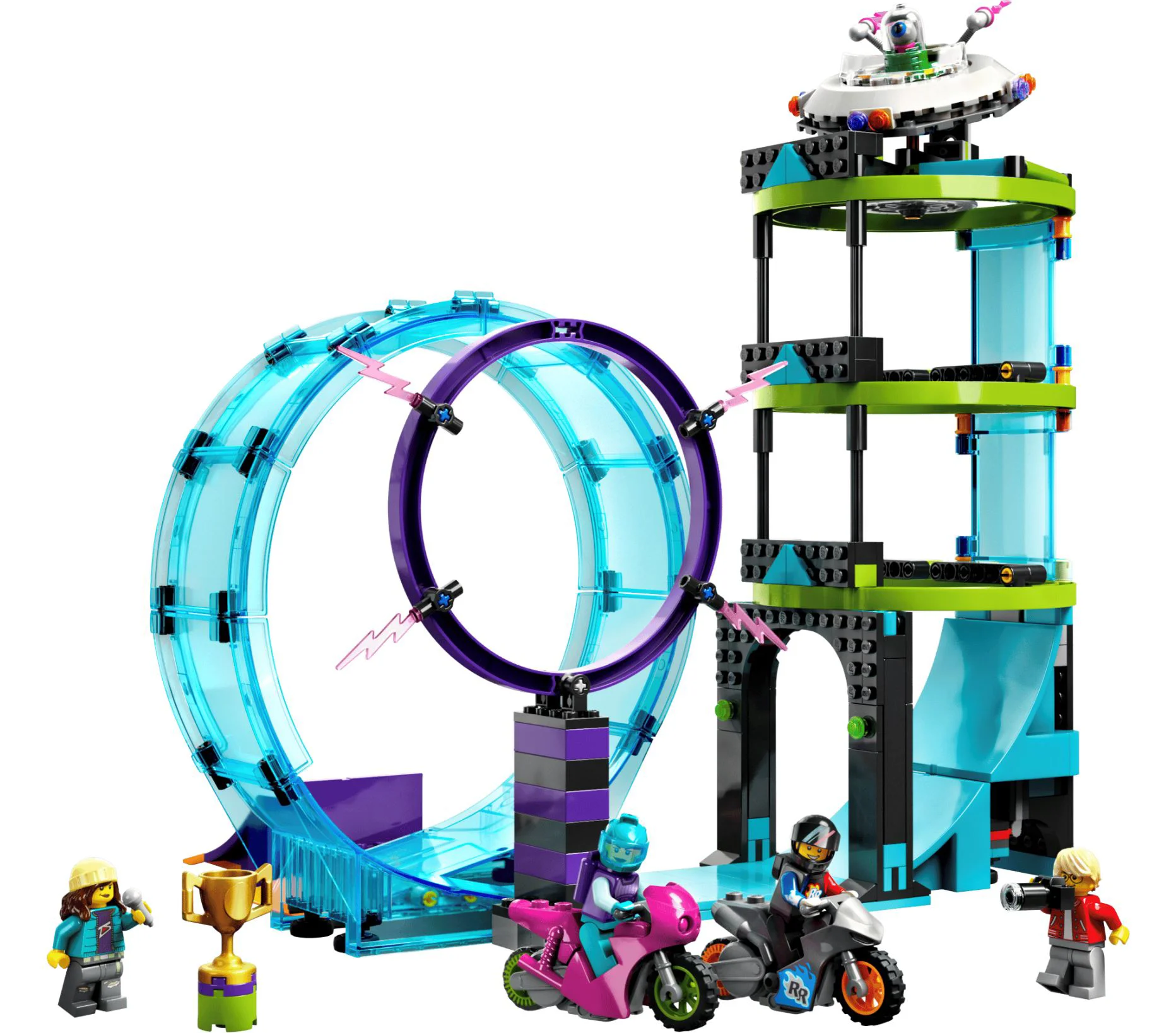 Set de constructie Lego City Provocarea cascadorilor, 385 el. foto