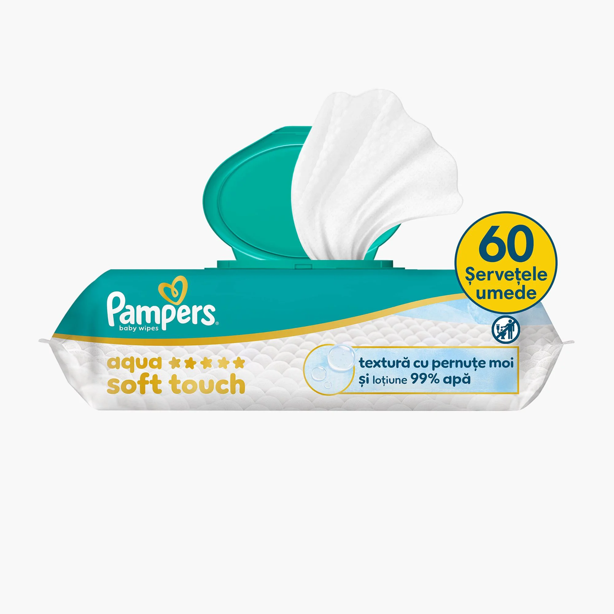 Servetele umede Pampers Aqua Soft Touch, 60 buc. foto