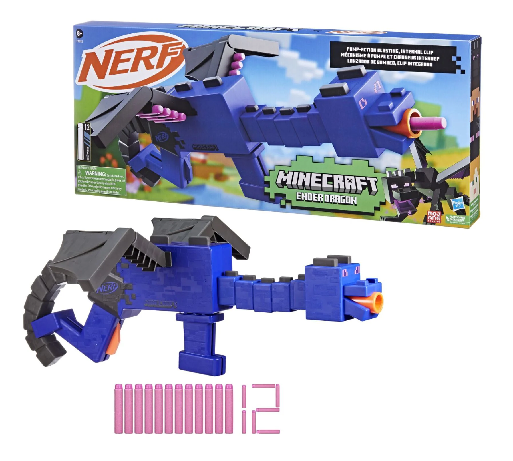 Blaster Nerf Minecraft Ender Dragon cu 12 sageti foto