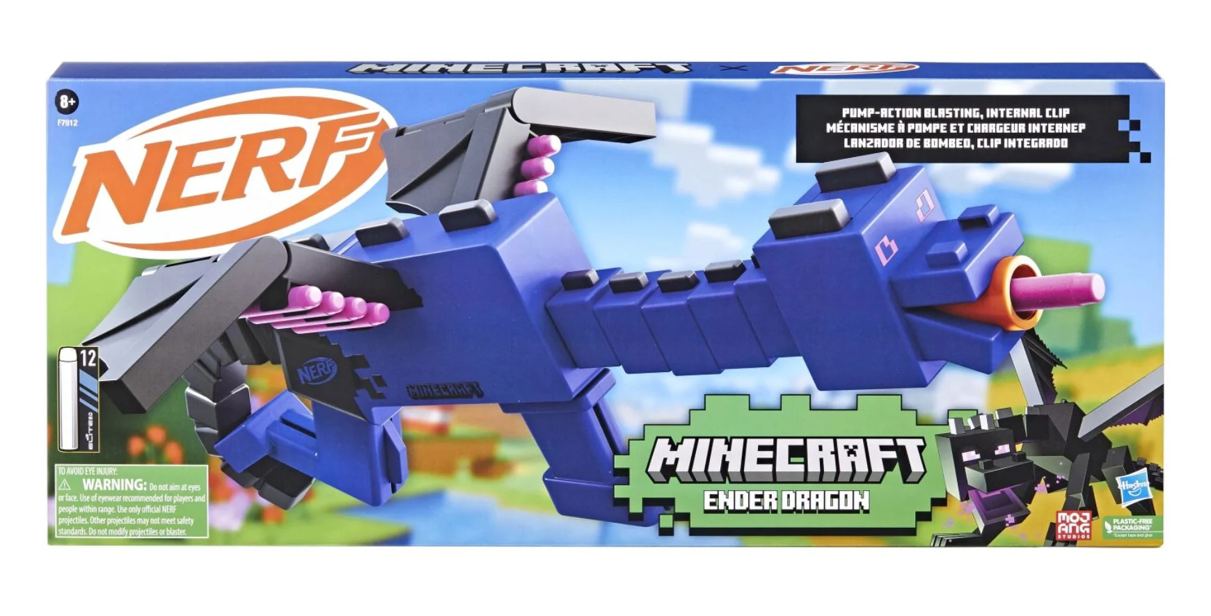 Blaster Nerf Minecraft Ender Dragon cu 12 sageti foto