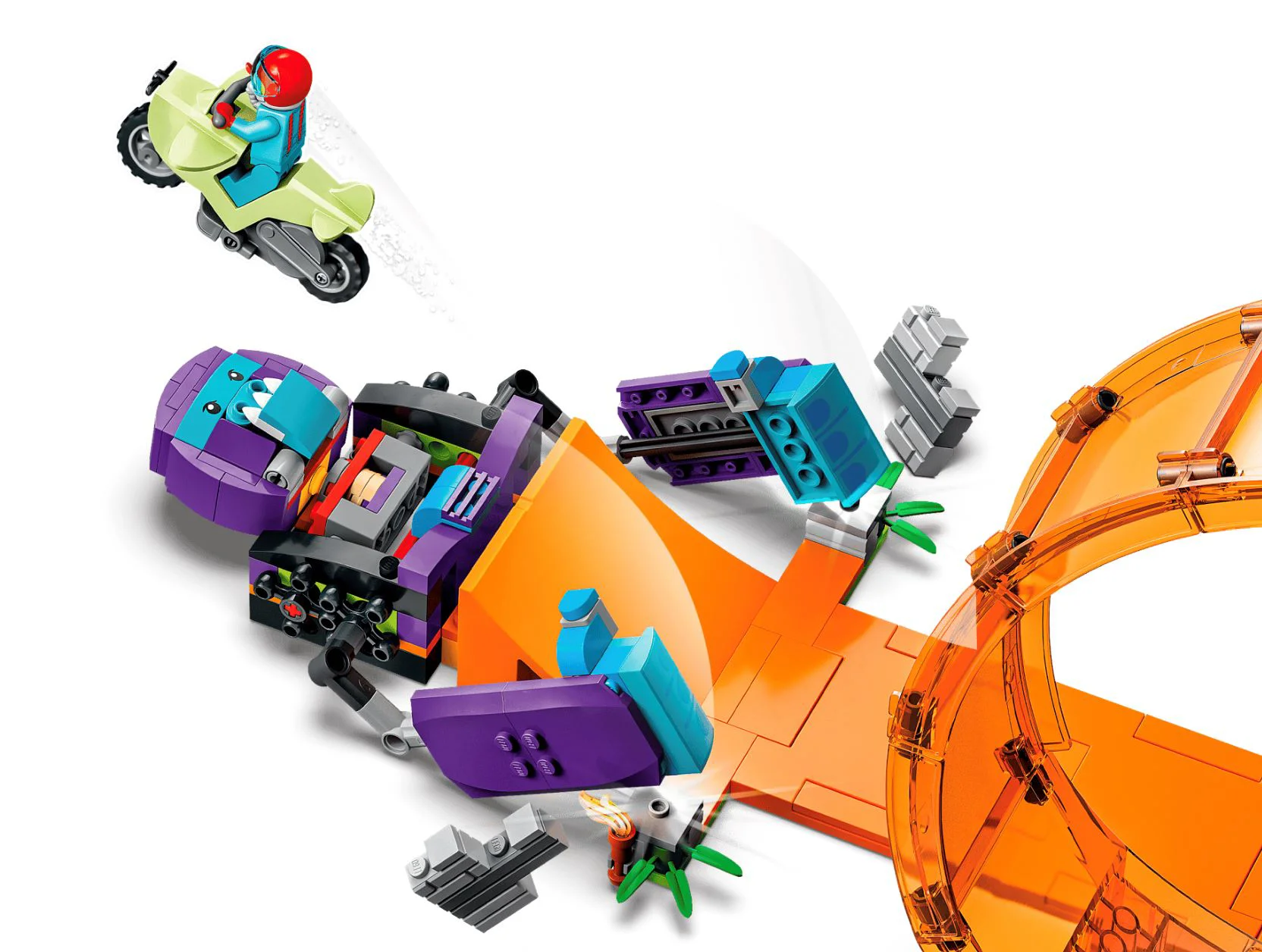 Set de constructie Lego City Bucla de cascadorie cu cimpanzeul, 226 el. foto