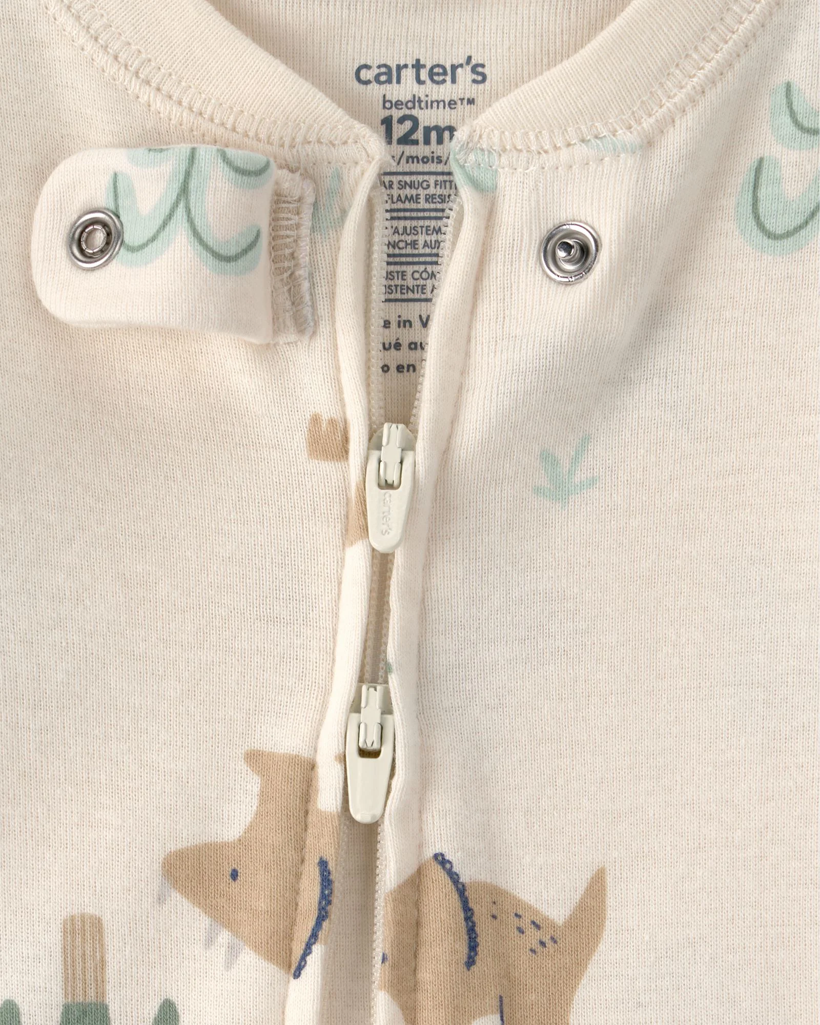 Carter's Set 2 pijamale din bumbac Green Dino Stripe foto