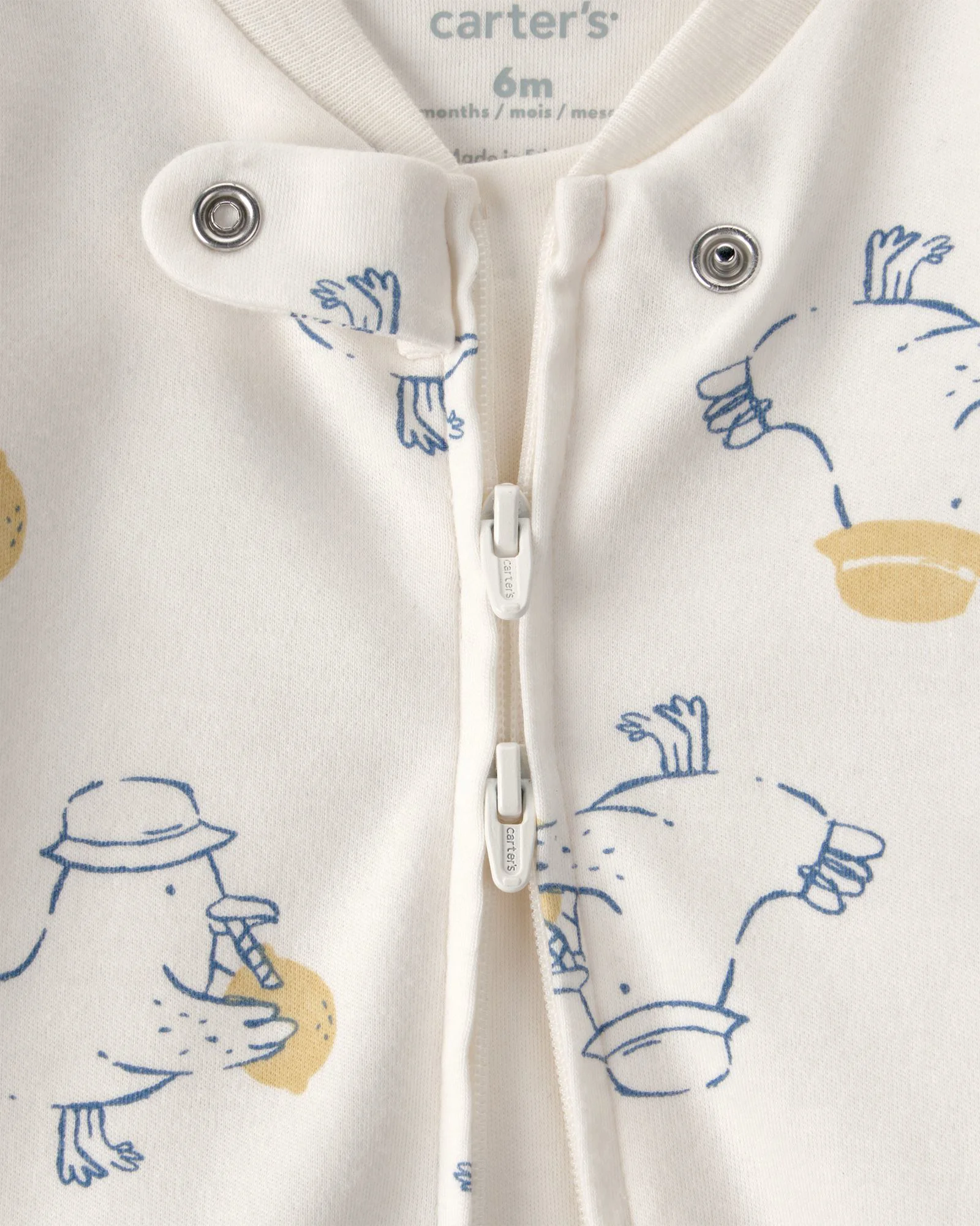 Carter's Pijama din bumbac cu botosei Duck Drinking Lemon foto