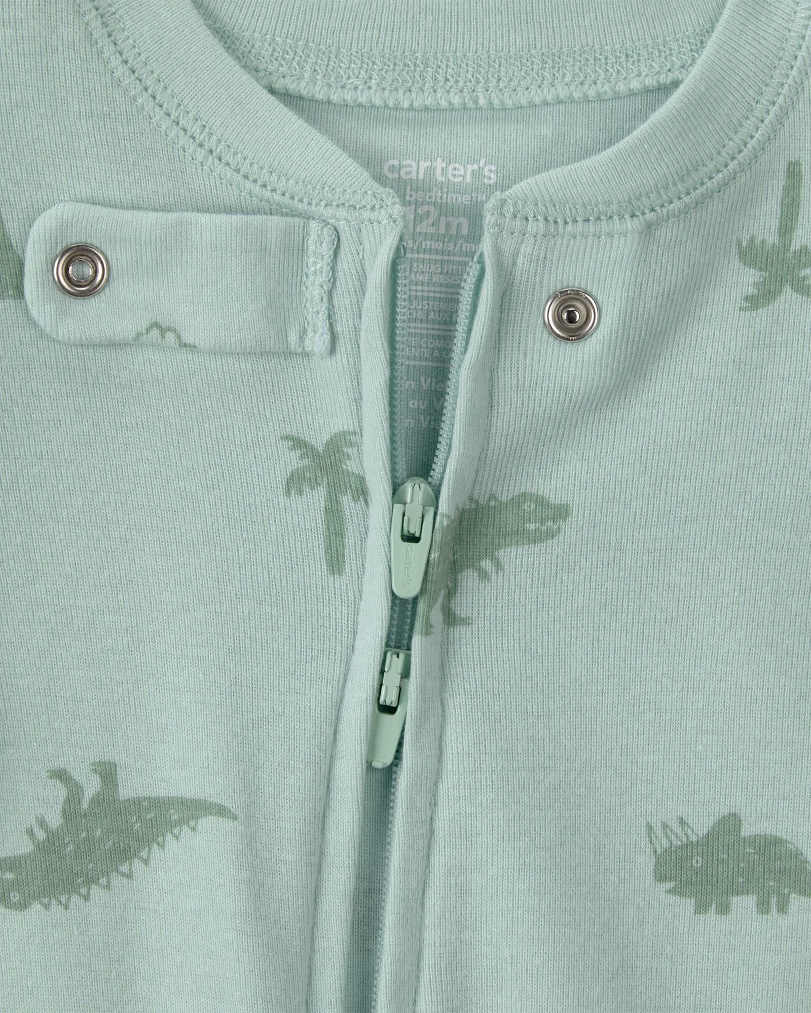 Carter's Pijama din bumbac cu botosei Green Dino Feet foto