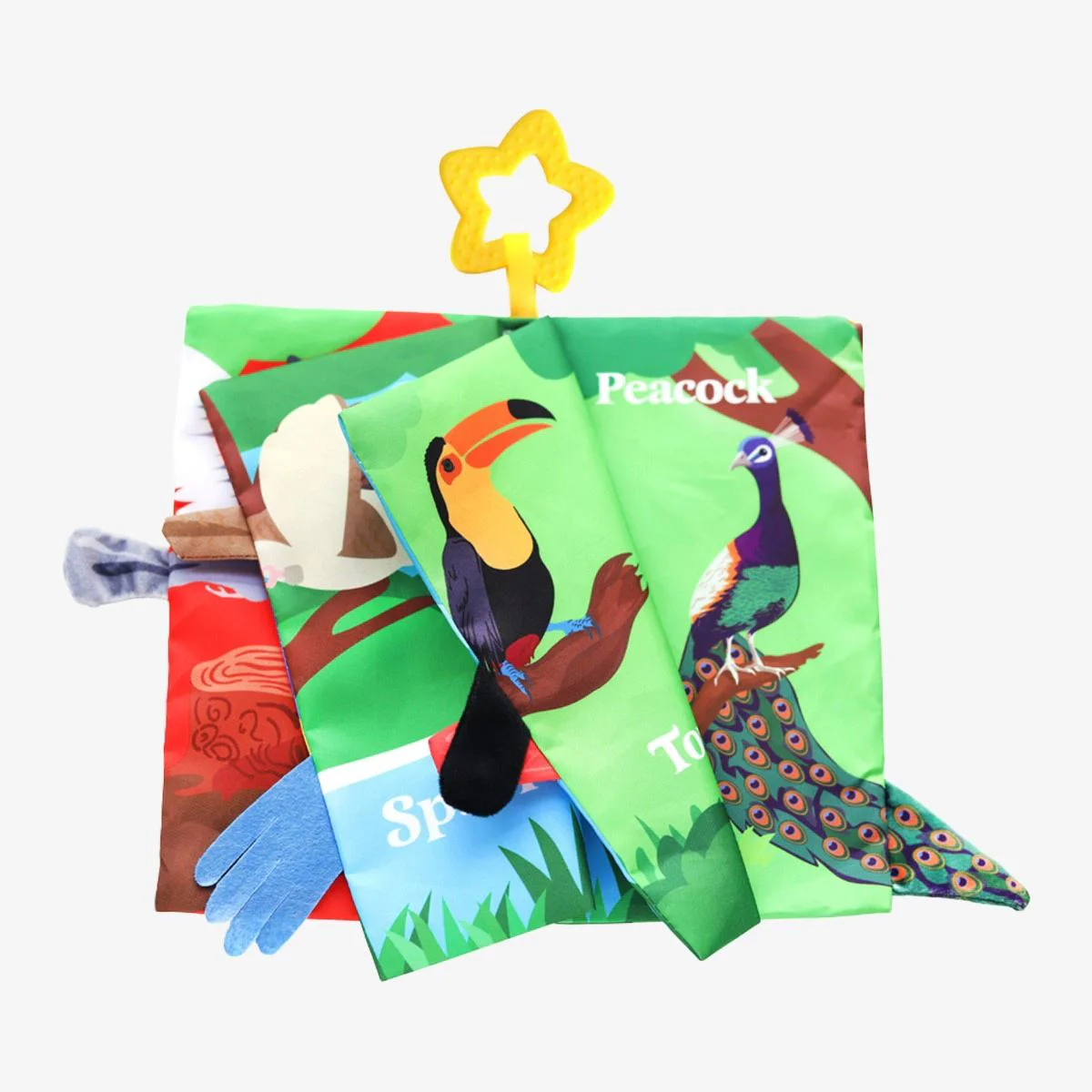 Carte moale cu ilustratii cu inel gingival KikkaBoo Bird Tails foto