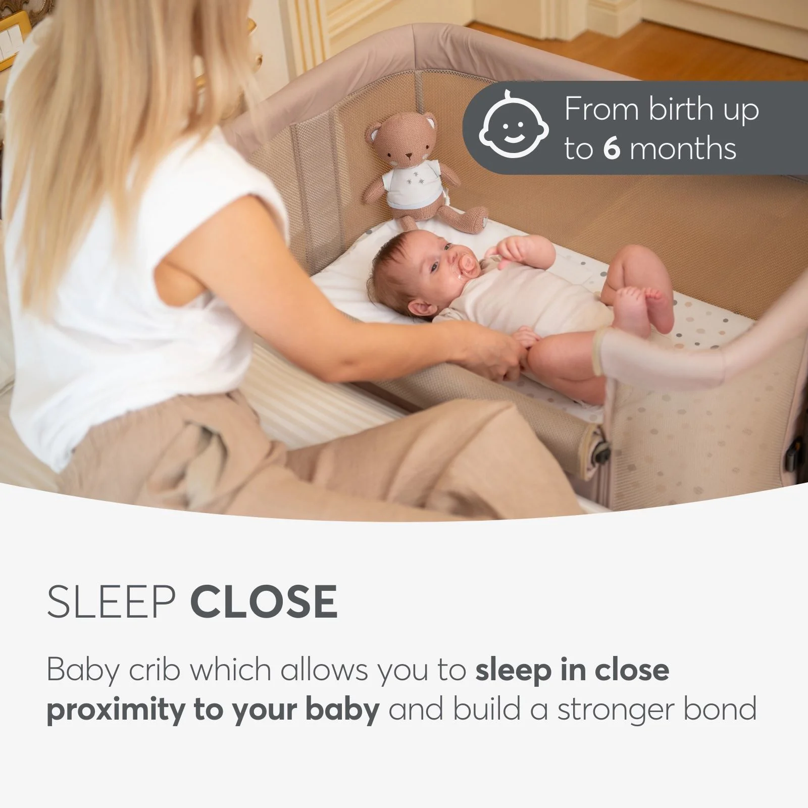 Кроватка co‑sleeper KikkaBoo Noah Mint foto