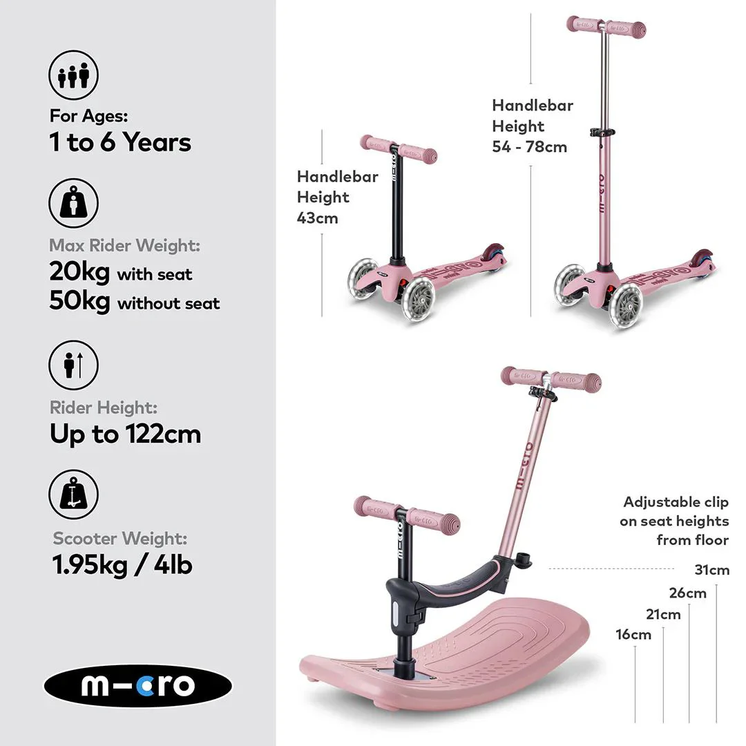 Trotineta 6 in 1 Micro Mini Rock&Go Deluxe LED Dusty Rose foto