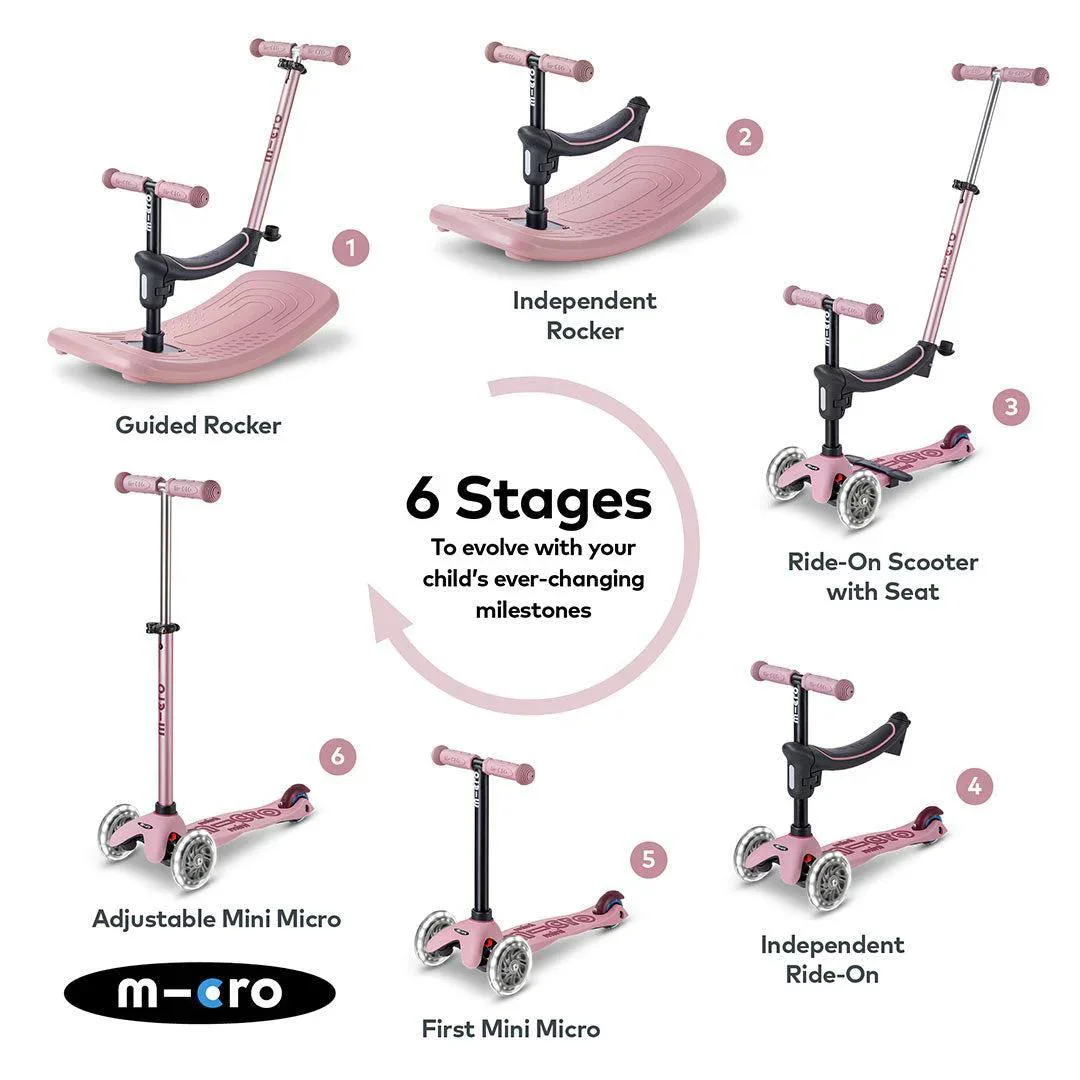 Trotineta 6 in 1 Micro Mini Rock&Go Deluxe LED Dusty Rose foto