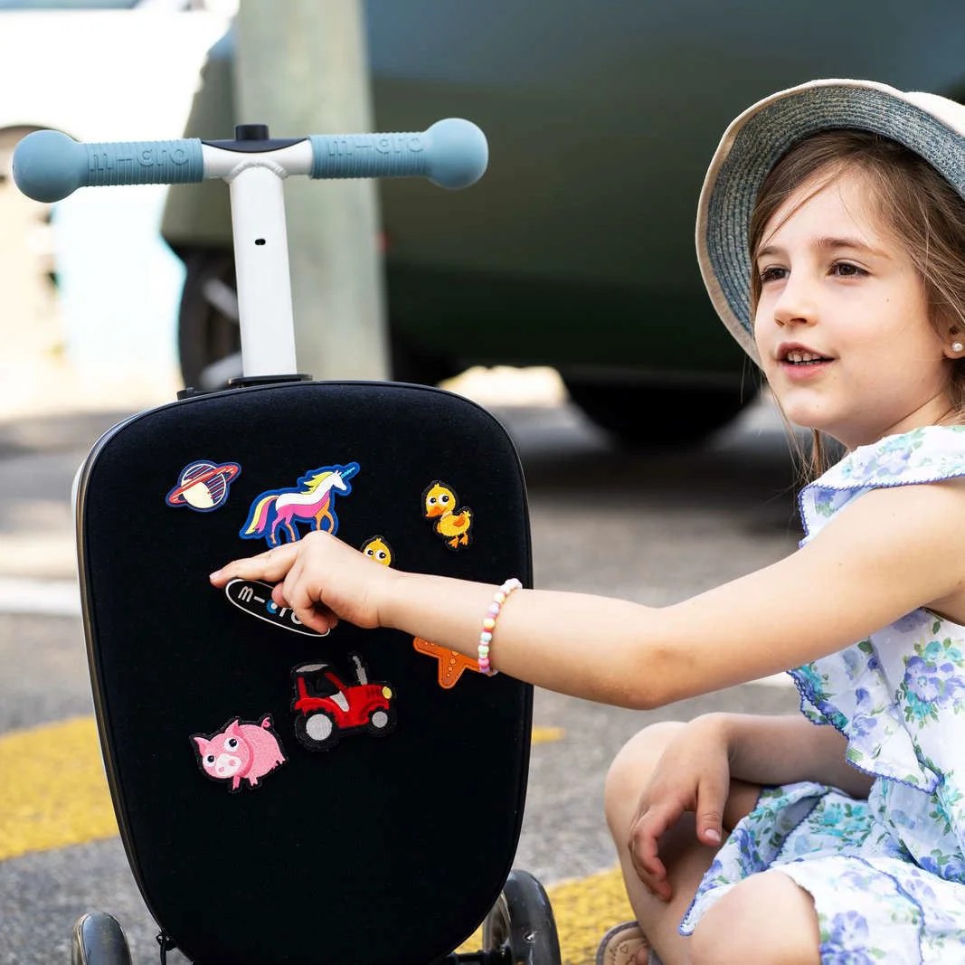 Trotineta Micro Luggage Junior Patch & Play Frosty Blue Limited Edition foto