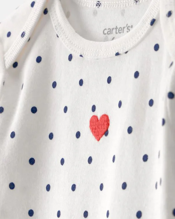 Carter's Set 4 body cu maneca lunga Sea Dot Heart foto