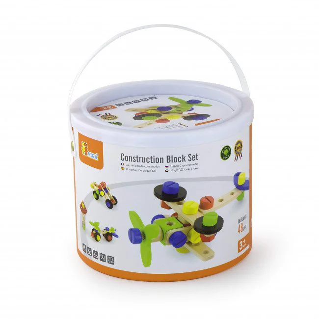 Set de constructie din lemn Viga Toys, 48 piese foto