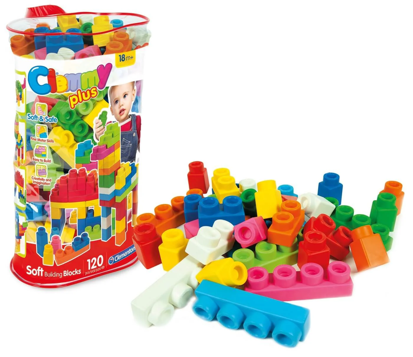 Constructor moale Clementoni Clemmy Plus in punguta, 120 buc.