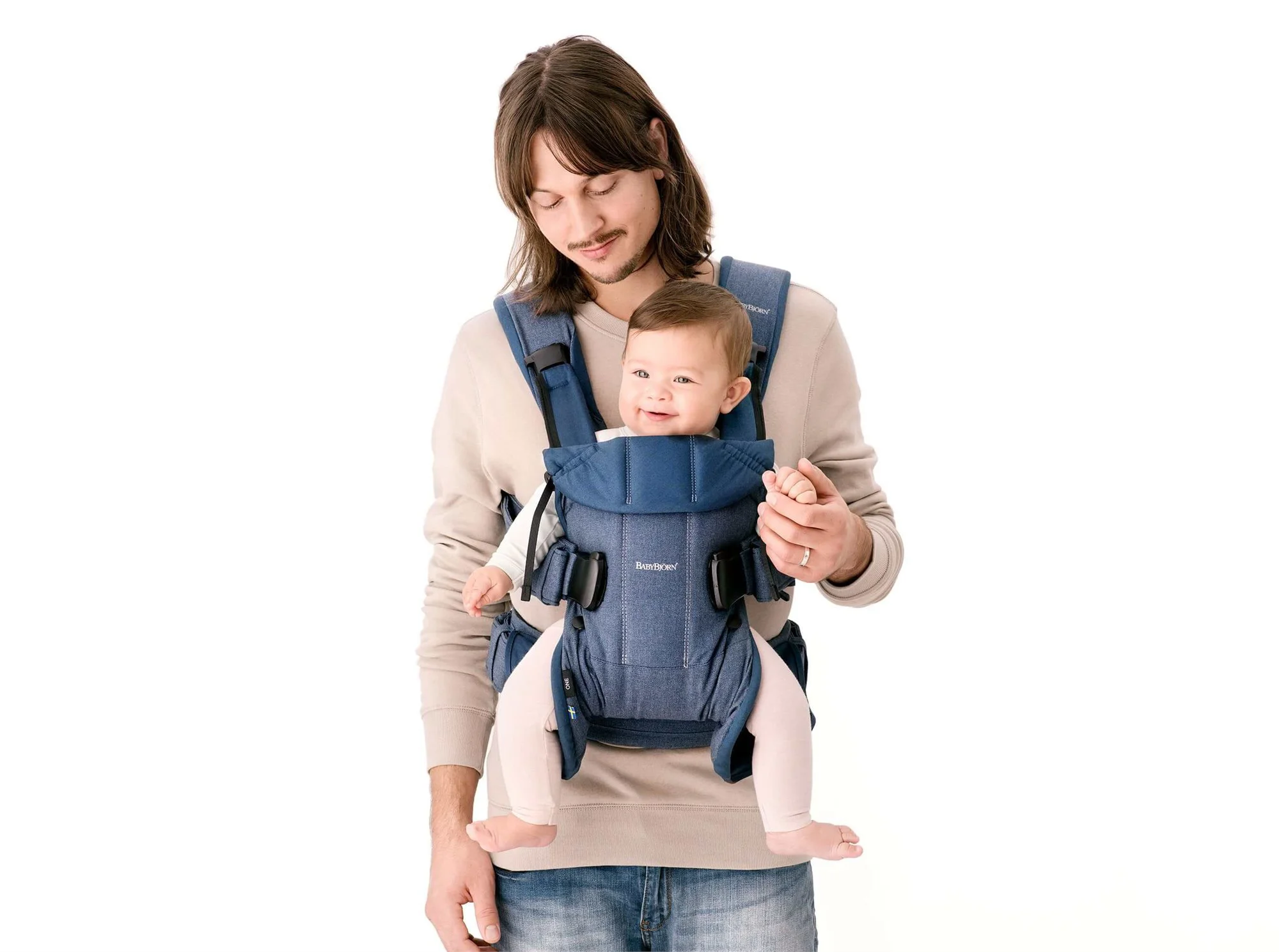 Анатомический мультифункциональный рюкзак-кенгуру BabyBjorn One Denim Midnight Blue, хлопок