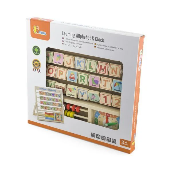 Set de joc educativ din lemn Viga Toys Learning Alphabet & Clock foto
