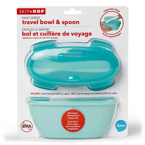 Set de calatorie pentru hranire (bol + lingurita) Skip Hop Soft Turcoaz foto