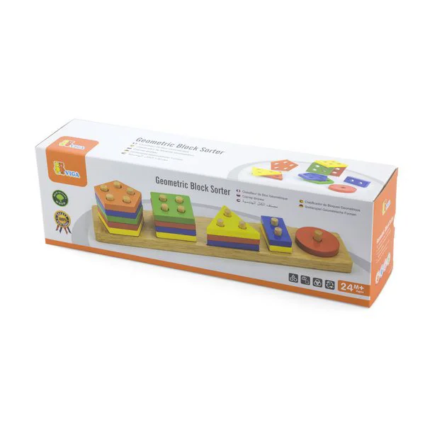Jucarie educativa din lemn Viga Toys Geometric Block Sorter foto