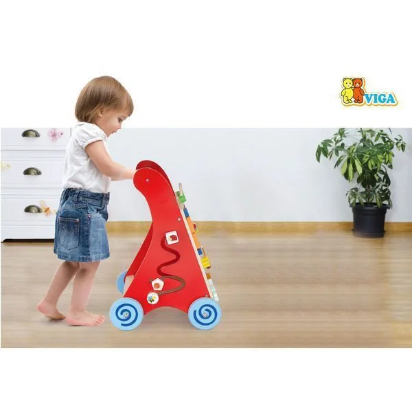 Деревянный ходунок каталка с бизибордом Viga Toys Activiy Baby Walker