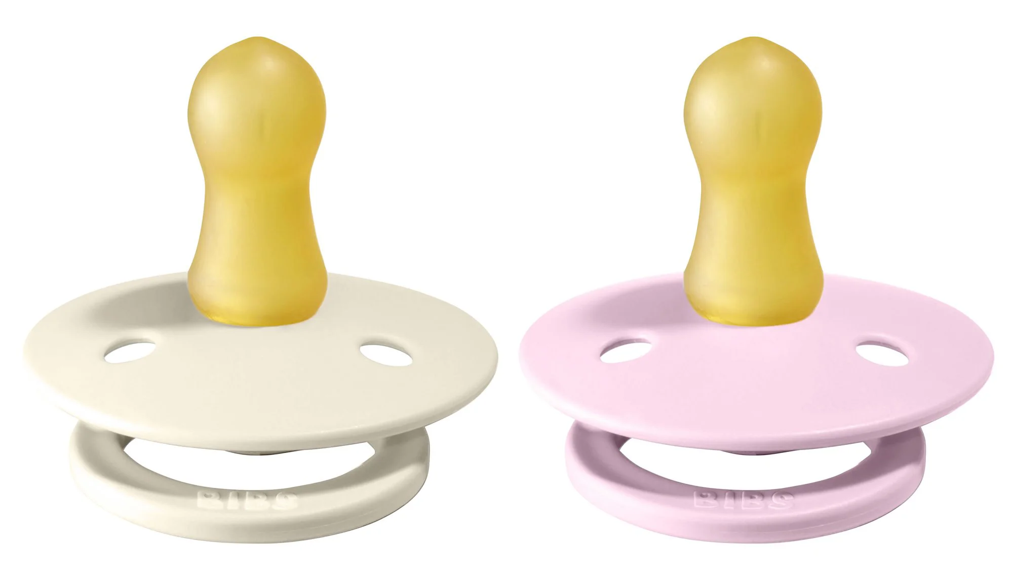 Set 2 suzete rotunde BIBS Ivory/Baby Pink din latex (0-6 luni) foto