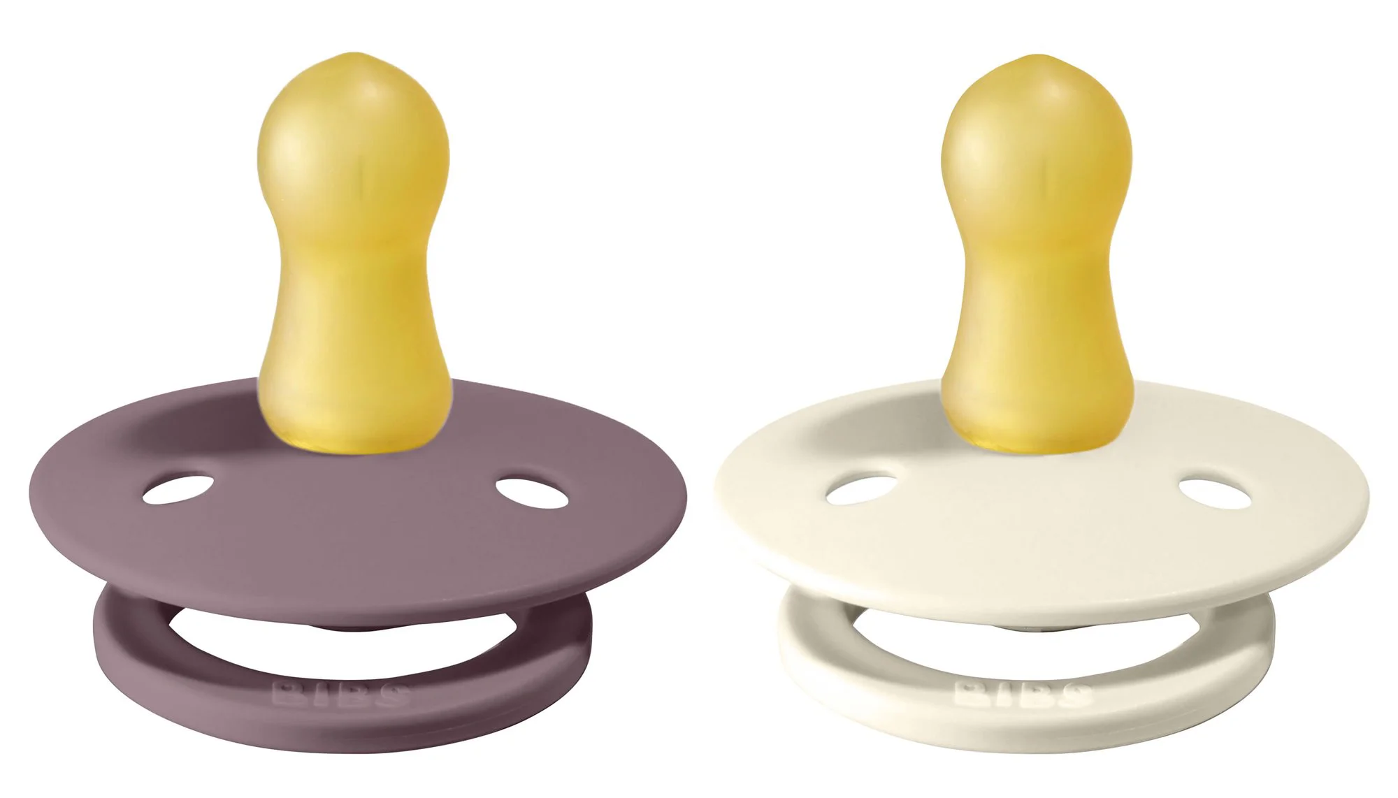 Set 2 suzete rotunde BIBS Ivory/Heather din latex (0-6 luni) foto