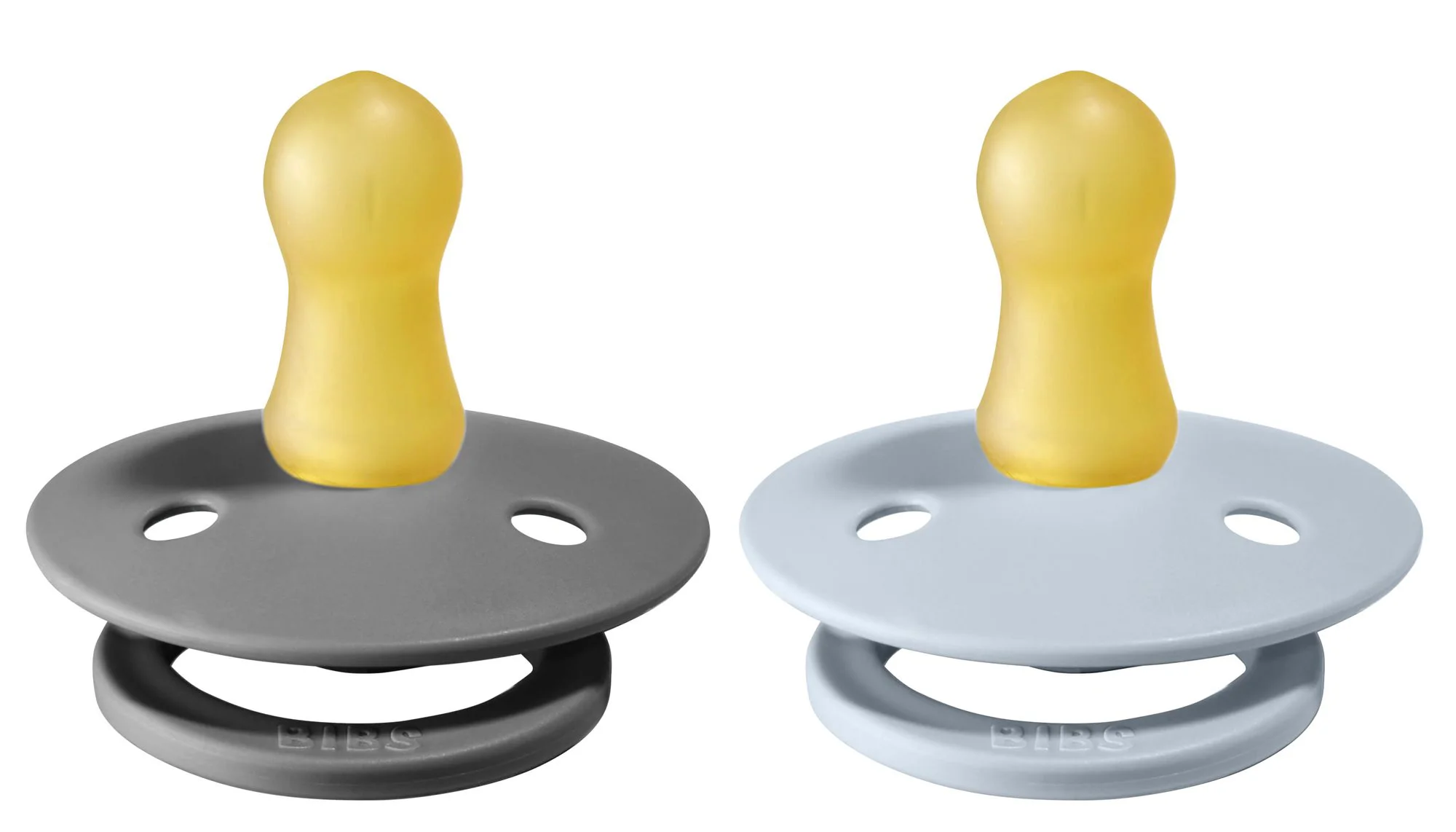 Set 2 suzete rotunde BIBS Smoke/Baby Blue din latex (0-6 luni) foto