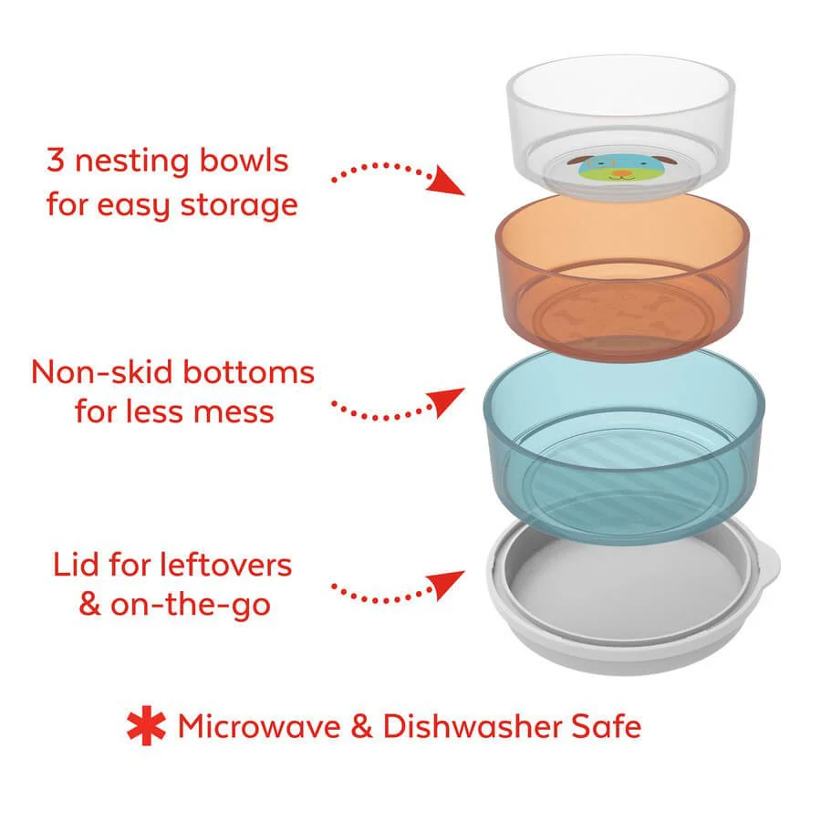 Набор из 3-х мисок с нескользящим дном Skip Hop Zoo Собачка