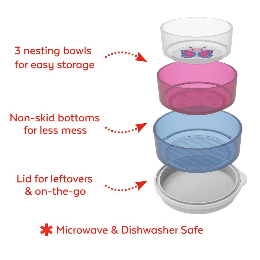 Набор из 3-х мисок с нескользящим дном Skip Hop Zoo Бабочка
