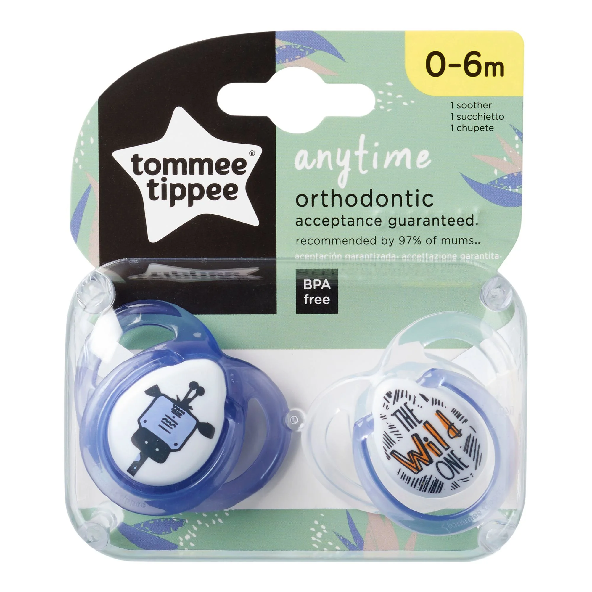 Силиконовая соска-пустышка Anytime Tommee Tippee (0-6 мес.), 2 шт.