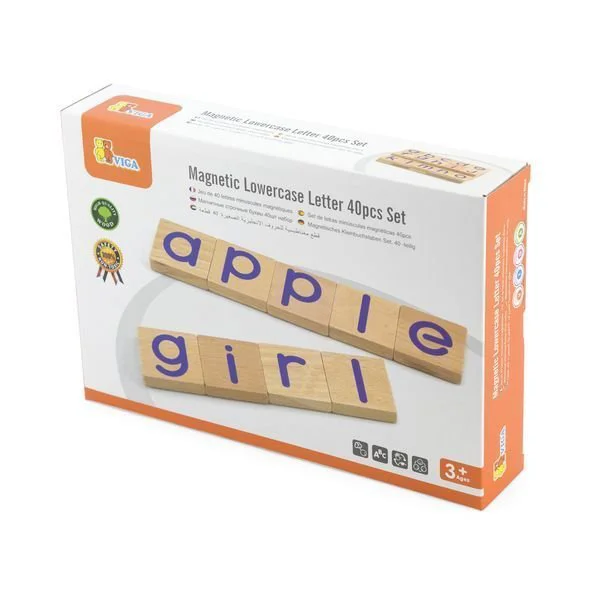 Magneti din lemn Viga Toys Litere minuscule, 40 buc. foto