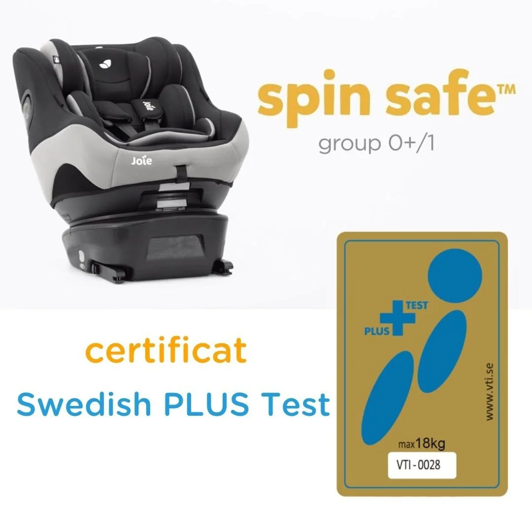 Scaun auto rotativ cu isofix Joie Spin Safe Black Pepper, 0-18 kg foto