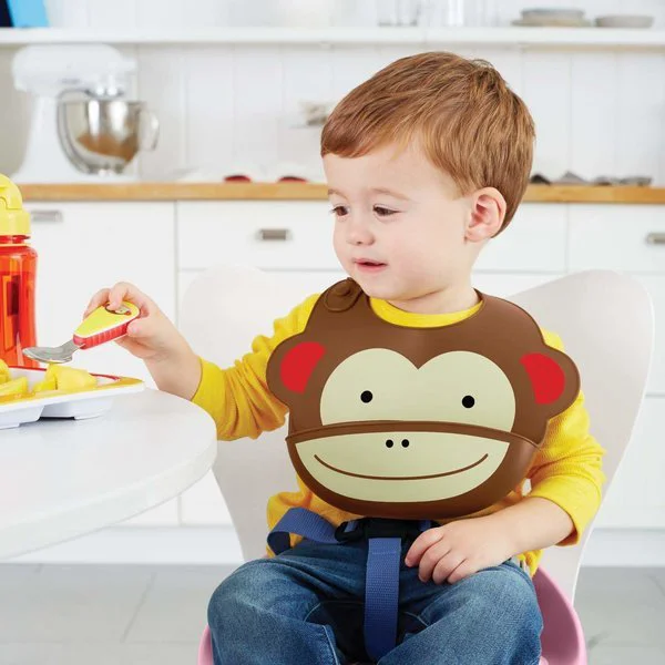 Силиконовый нагрудник Fold & Go Skip Hop Zoo Обезьяна foto