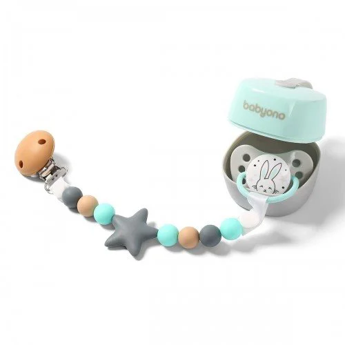 Lantisor din silicon pentru suzeta BabyOno Natural Nursing Beige foto