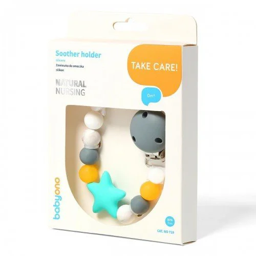 Lantisor din silicon pentru suzeta BabyOno Natural Nursing Grey foto