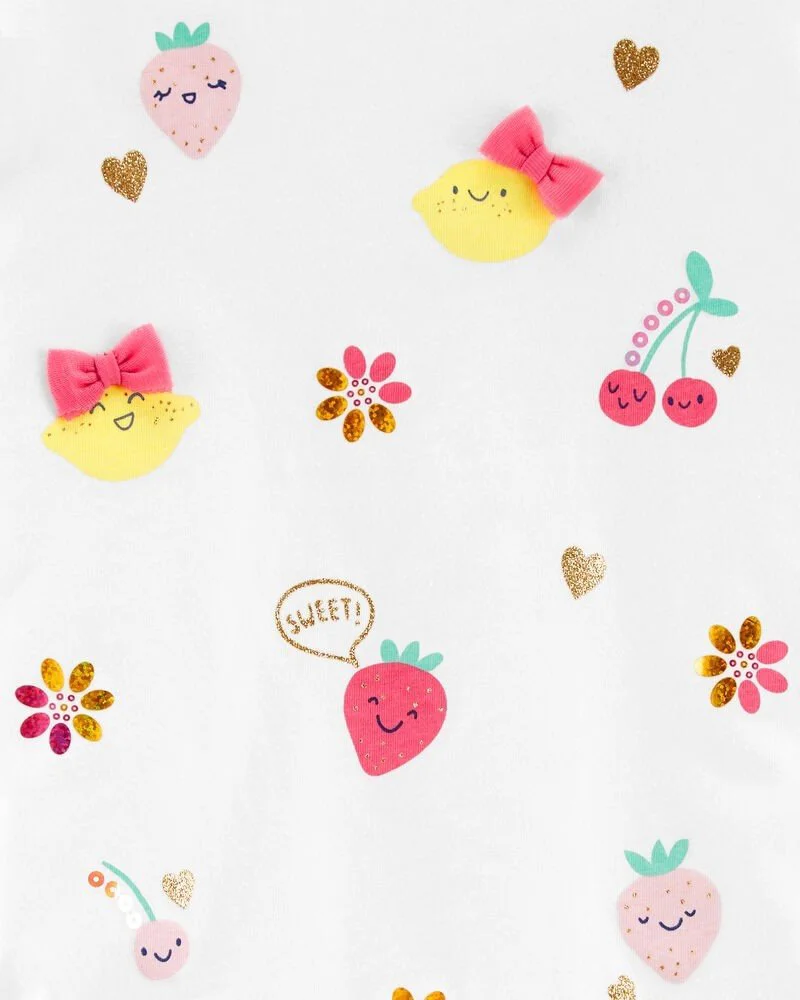 Carter's Tricou cu fructe si volanase la umeri foto