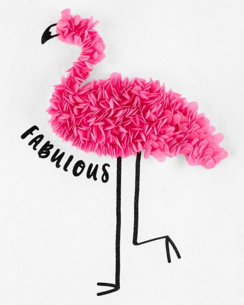 Oshkosh Tricou alb cu flamingo si aplicatii