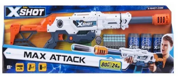 Скорострельный бластер X-SHOT EXCEL Max Attack, 24 патрона