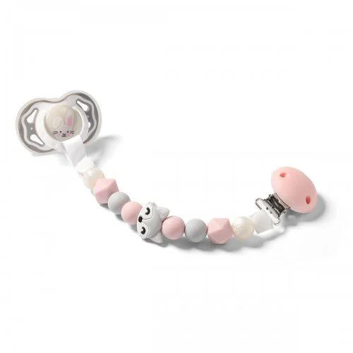 Lantisor din silicon pentru suzeta BabyOno Natural Nursing Pink foto