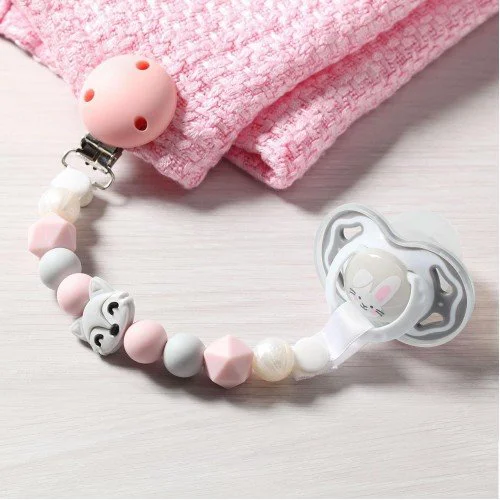 Lantisor din silicon pentru suzeta BabyOno Natural Nursing Pink foto