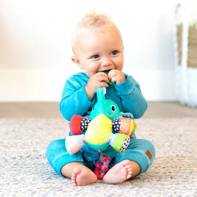 Jucarie moale cu inel de agatat Infantino Elefant foto