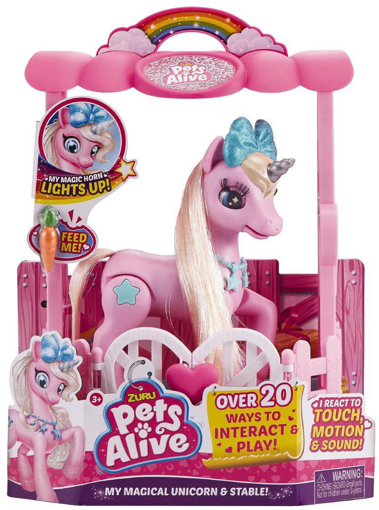 Jucaria interactiva Pets Alive Unicorn roz cu casuta