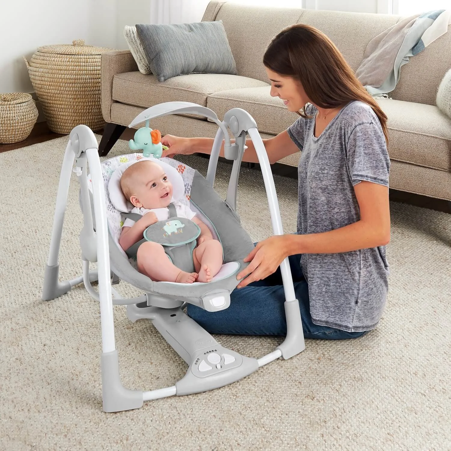 Музыкально-электронные качели 2 в 1 Bright Starts Ingenuity ConvertMe Swing 2 Seat Wimberly