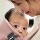 Marsupiu anatomic BabyBjorn Mini Dusty Pink cu pozitii multiple de purtare, bumbac