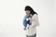 Marsupiu anatomic BabyBjorn Mini Vintage Indigo cu pozitii multiple de purtare, bumbac
