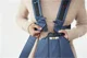 Marsupiu anatomic BabyBjorn Mini Vintage Indigo cu pozitii multiple de purtare, bumbac