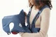 Marsupiu anatomic BabyBjorn Mini Vintage Indigo cu pozitii multiple de purtare, bumbac