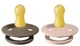 Set 2 suzete rotunde BIBS Dark Oak/Blush din latex (0-6 luni) foto