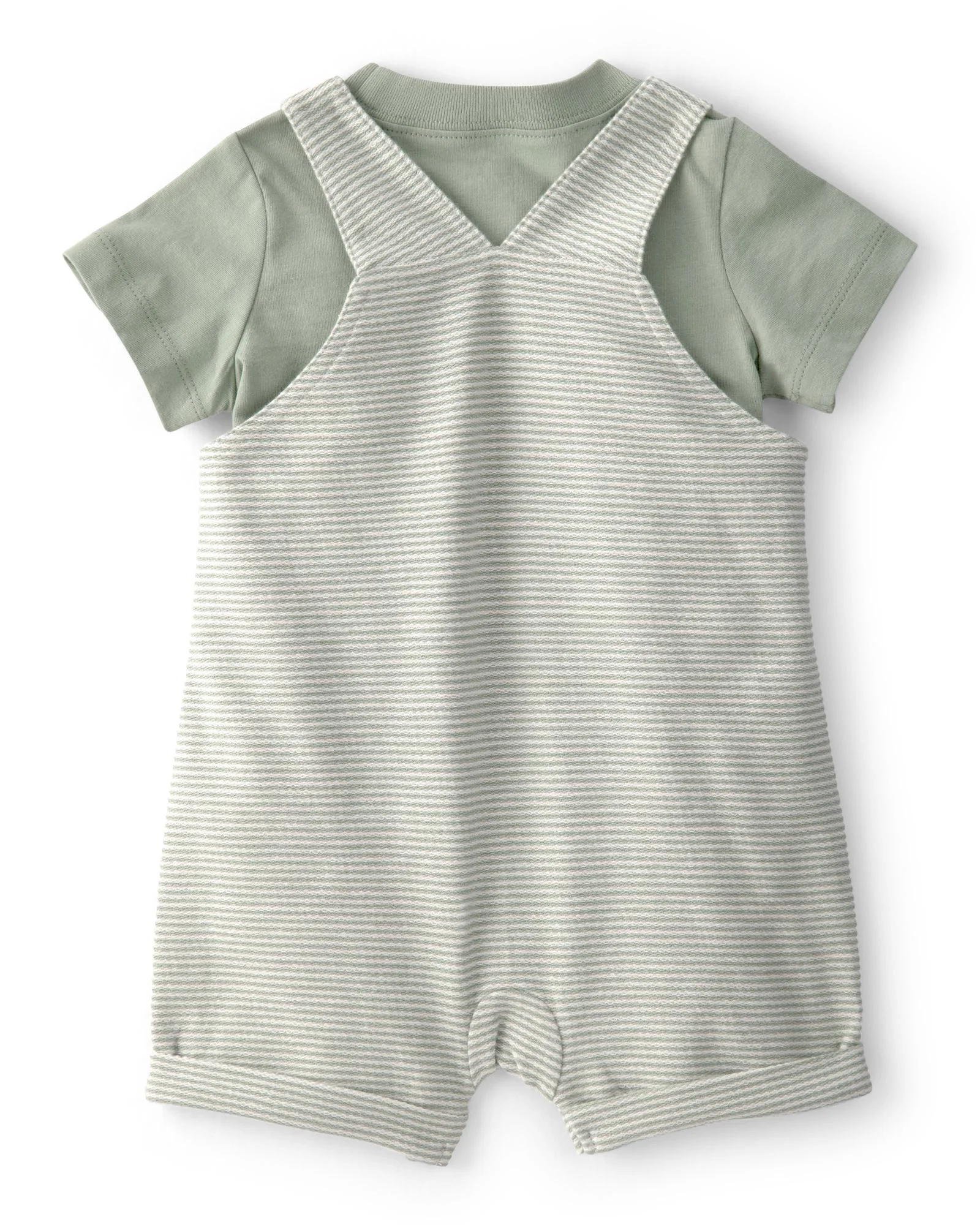 Carter's Set 2 piese Green Stripe - tricou si salopeta foto